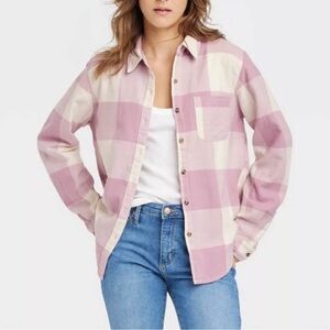 Universal Thread Pink and Cream Plaid Button Down Shirt